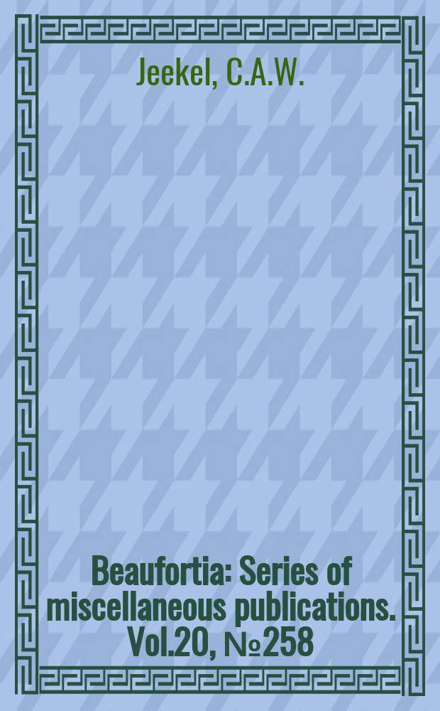 Beaufortia : Series of miscellaneous publications. Vol.20, №258 : The "endemic" paradoxosomatids (Diplopoda, Polydesmida) of the Fiji Islands