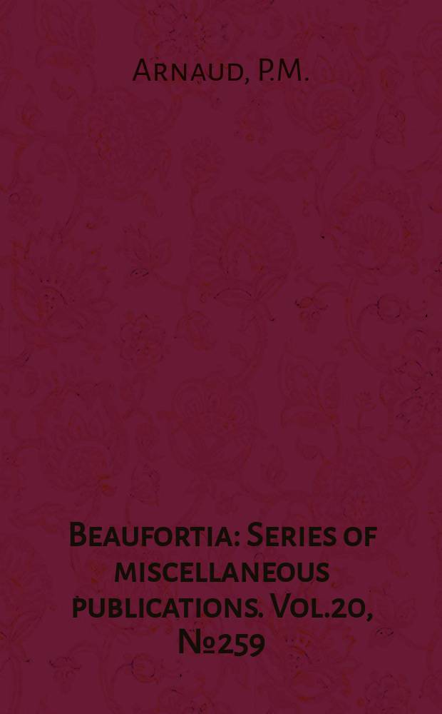 Beaufortia : Series of miscellaneous publications. Vol.20, №259 : Portunidae et Grapsidae des Îles Saint Paul et Amsterdam, Ocean Indean (Decapoda, Brachyura)