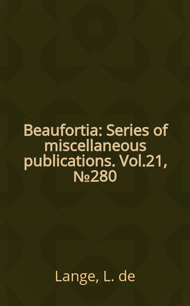 Beaufortia : Series of miscellaneous publications. Vol.21, №280 : A contribution to the intraspecific systematics...
