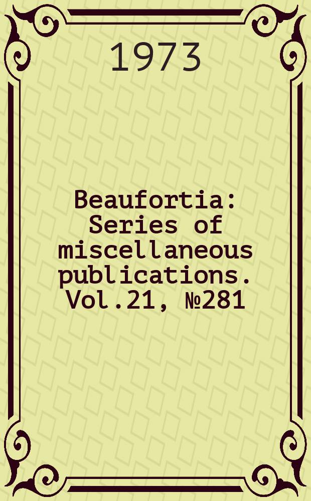 Beaufortia : Series of miscellaneous publications. Vol.21, №281 : Growth, reproduction and vertical migration in Clio pyramidata Linné, 1767 forma lanceolata (Lesueur, 1813), with notes on some other Cavoliniidae (Mollusca, Pteropoda)