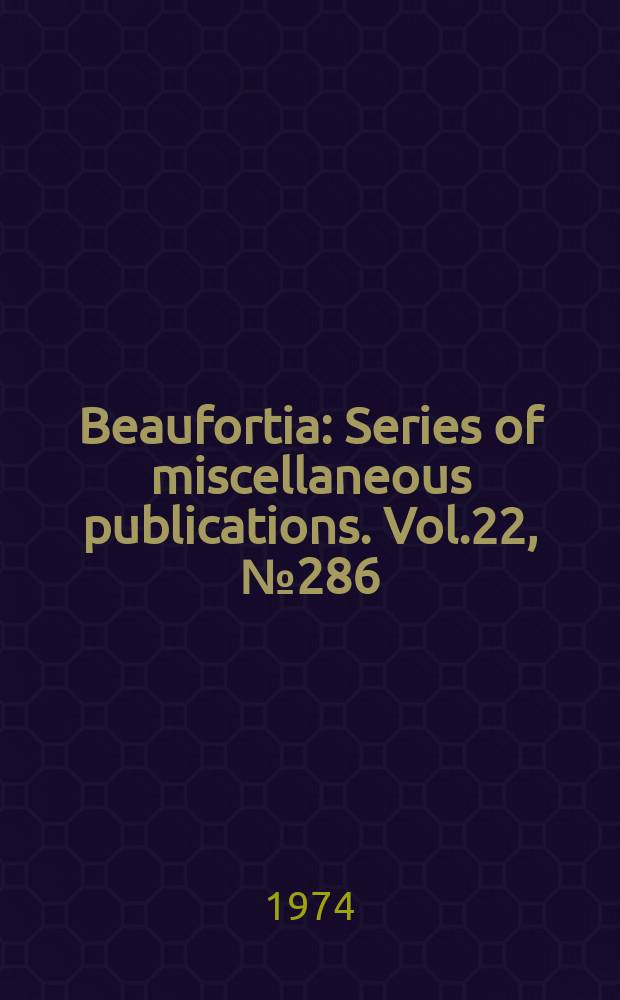 Beaufortia : Series of miscellaneous publications. Vol.22, №286 : A new species of Paeonodes...