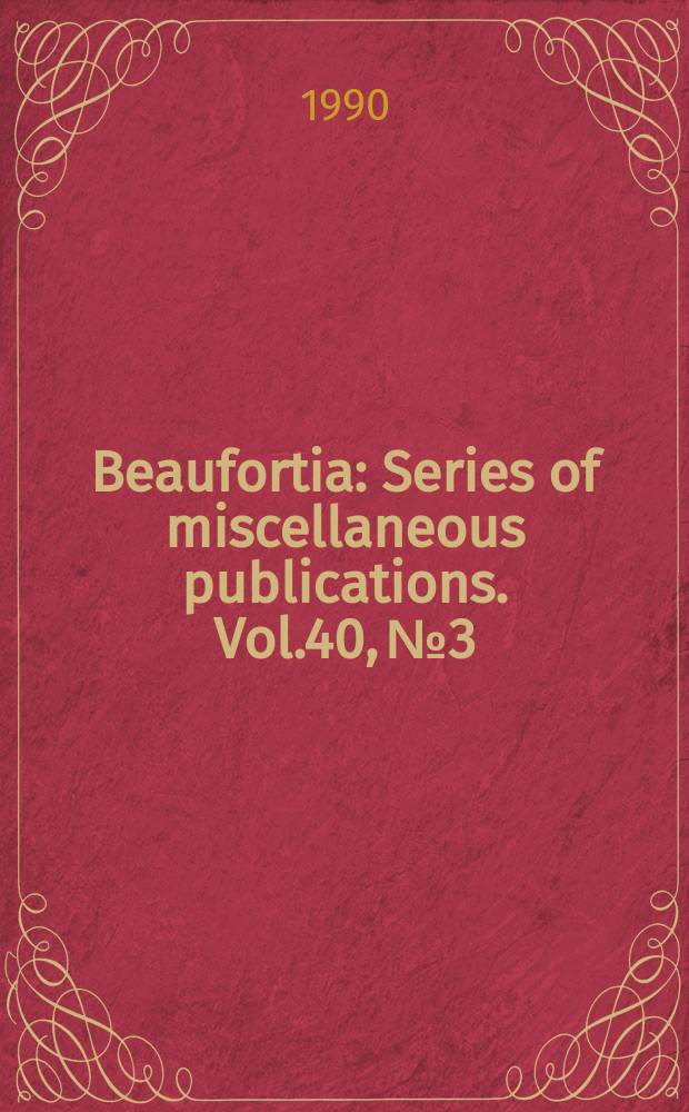Beaufortia : Series of miscellaneous publications. Vol.40, №3 : Aedeastria, a new cicada genus from New Guinea, its phylogeny and biogeography (Homoptera, Tibicinidae), preceded by a discussion on the taxonomy of New Guinean Tibicinidae
