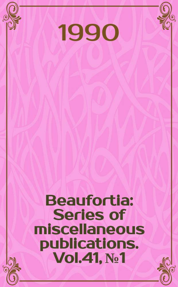 Beaufortia : Series of miscellaneous publications. Vol.41, №1 : The genus Rhynchothorax (Pycnogonida) in the Mediterranean Sea