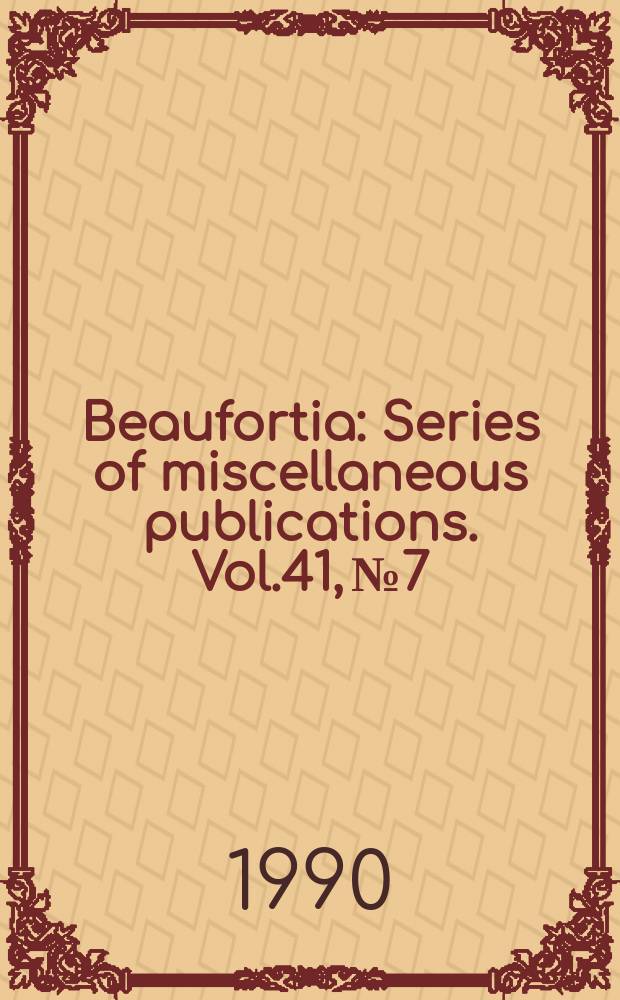 Beaufortia : Series of miscellaneous publications. Vol.41, №7 : A new genus of caligoid copepod...