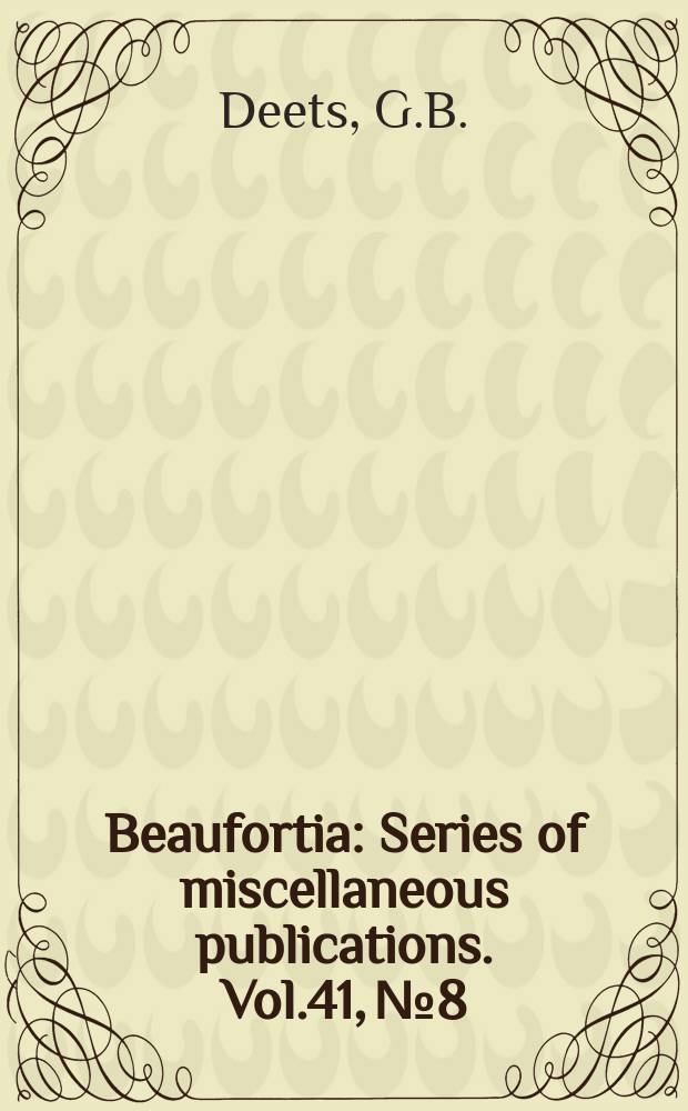 Beaufortia : Series of miscellaneous publications. Vol.41, №8 : Dissonus pastinum n. sp. (Siphonostomatoida)