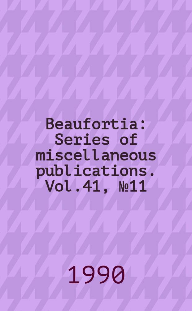 Beaufortia : Series of miscellaneous publications. Vol.41, №11 : Metacyclops janstocki n. sp. (Crustacea, Copepoda) von Antigua (Westindische, Inseln)