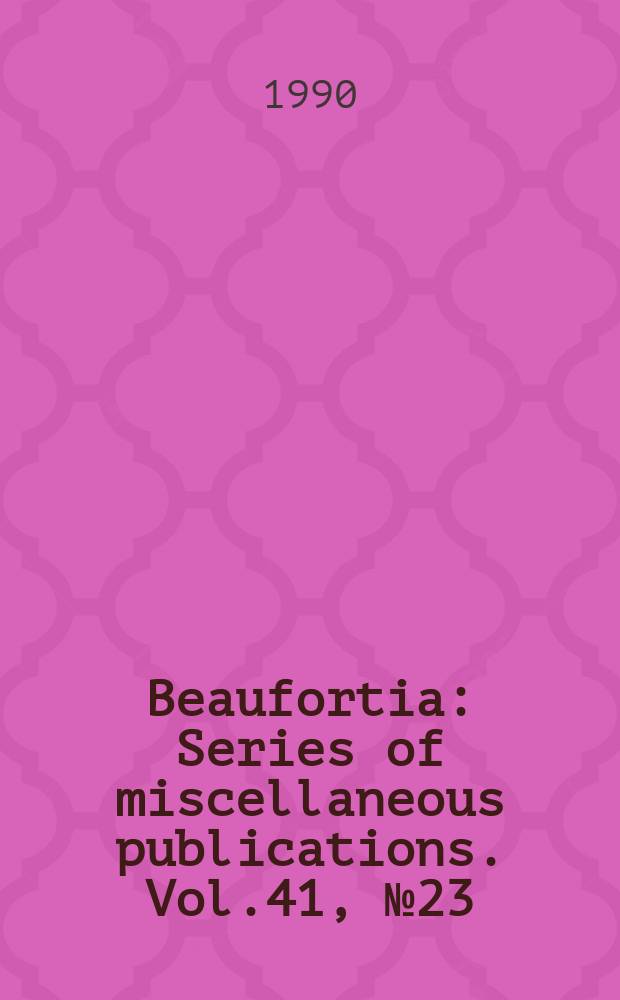 Beaufortia : Series of miscellaneous publications. Vol.41, №23 : A new Orchestia from Gran Canaria