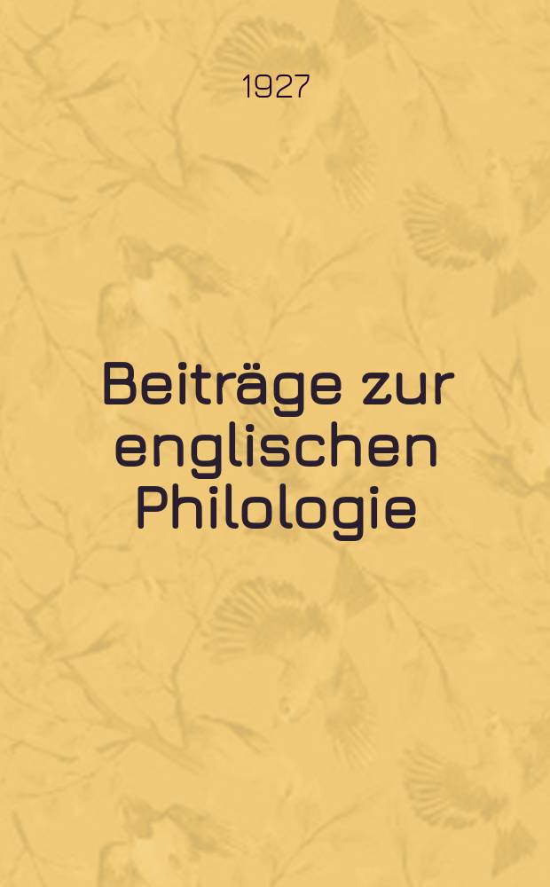 Beiträge zur englischen Philologie
