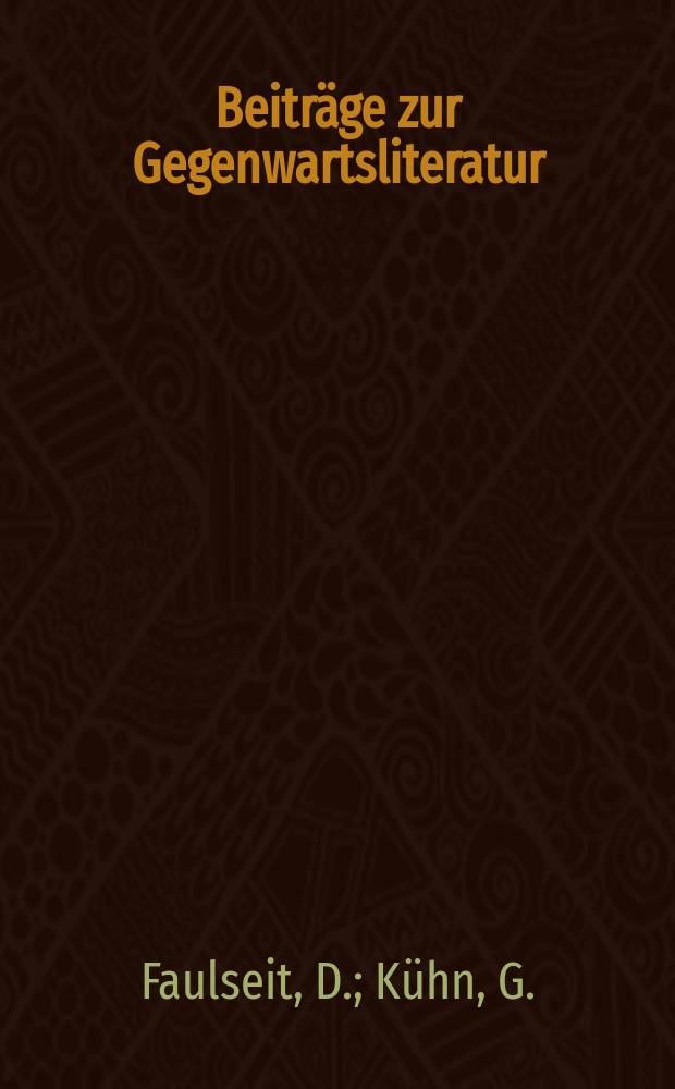 Beitr&auml;ge zur Gegenwartsliteratur : Hrsg. vom Deutschen Schriftstellerband. H.19 : Stilistische Mittel und M&ouml;glichkeiten der deutschen Sprache