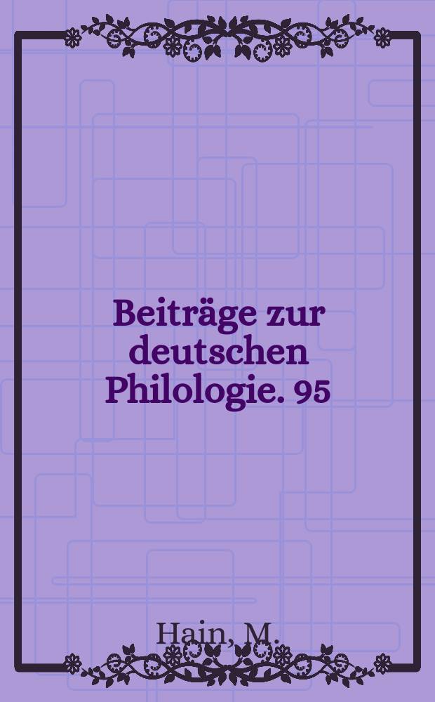 Beiträge zur deutschen Philologie. 95 : Sprichwort und Volkssprache
