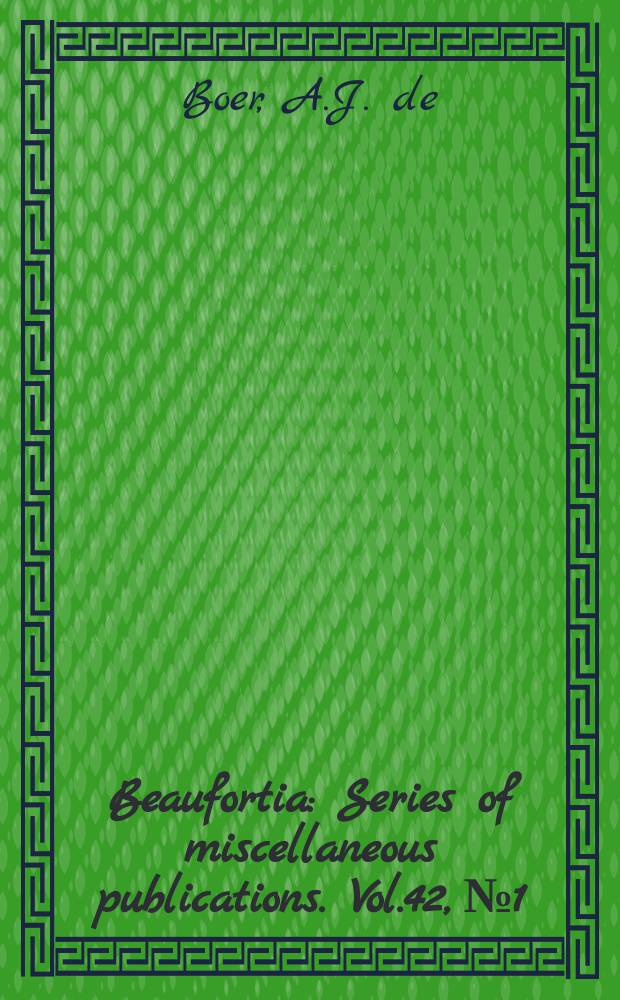 Beaufortia : Series of miscellaneous publications. Vol.42, №1 : Scottotympana, a new cicad genus