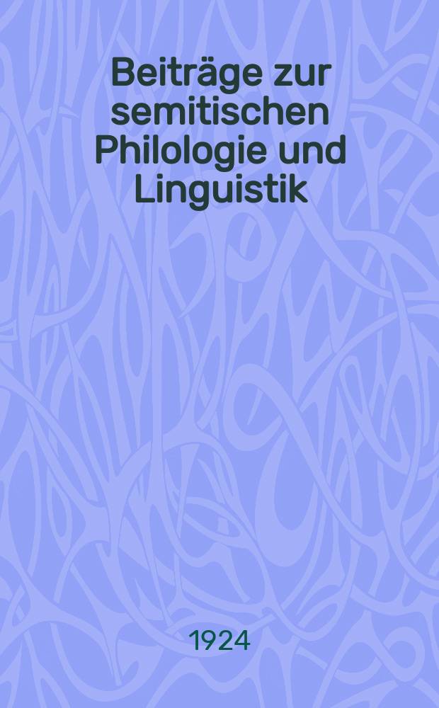 Beiträge zur semitischen Philologie und Linguistik