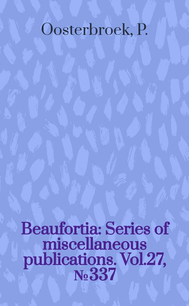 Beaufortia : Series of miscellaneous publications. Vol.27, №337 : The western palaearctic species of Nephrotoma Meigen, 1803 (Diptera, Tipulidae)