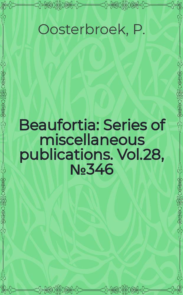 Beaufortia : Series of miscellaneous publications. Vol.28, №346 : The western palaearctic species of Nephrotoma Meigen, 1803 (Diptera, Tipulidae)