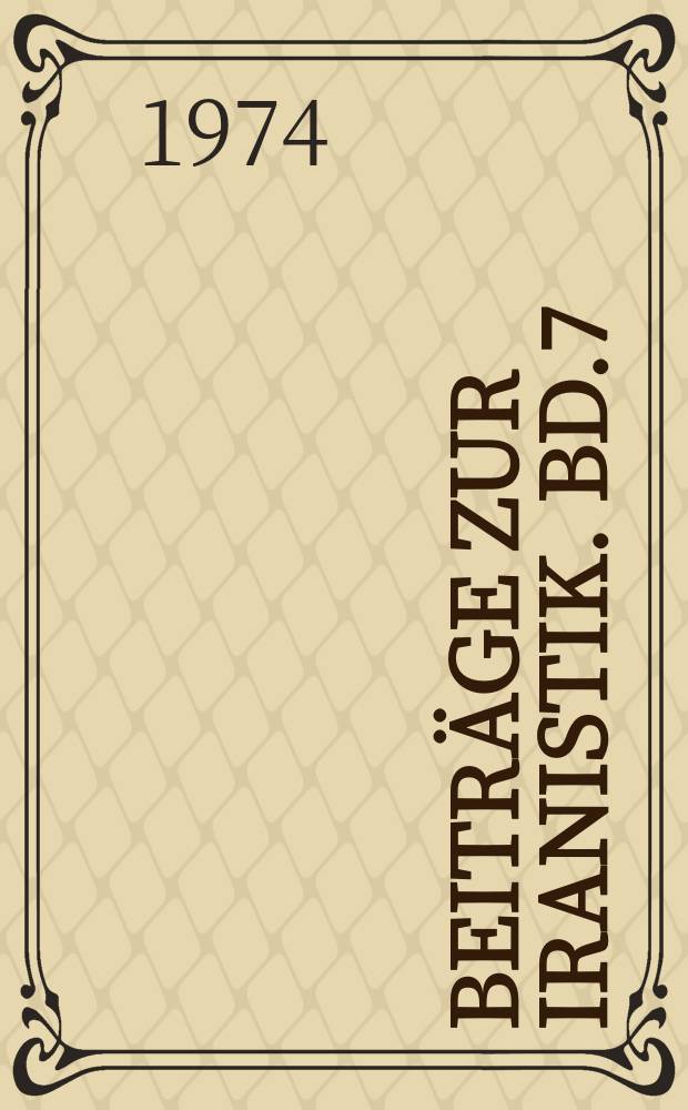 Beiträge zur Iranistik. Bd.7 : Les noms-racines de L'Avesta