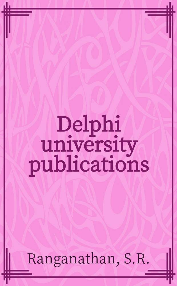Delphi university publications : Library science series. 3 : Classification and communication
