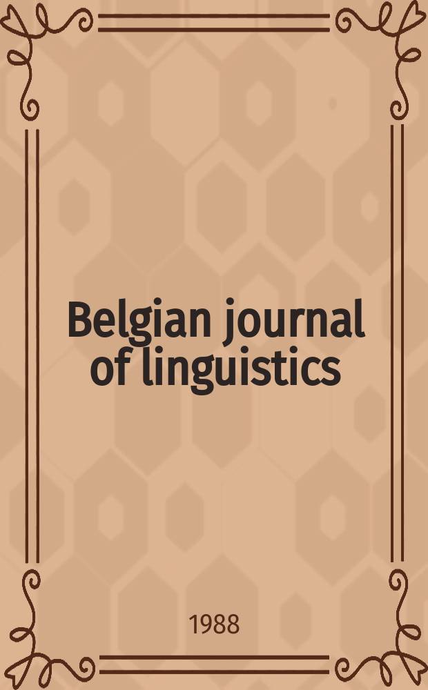 Belgian journal of linguistics