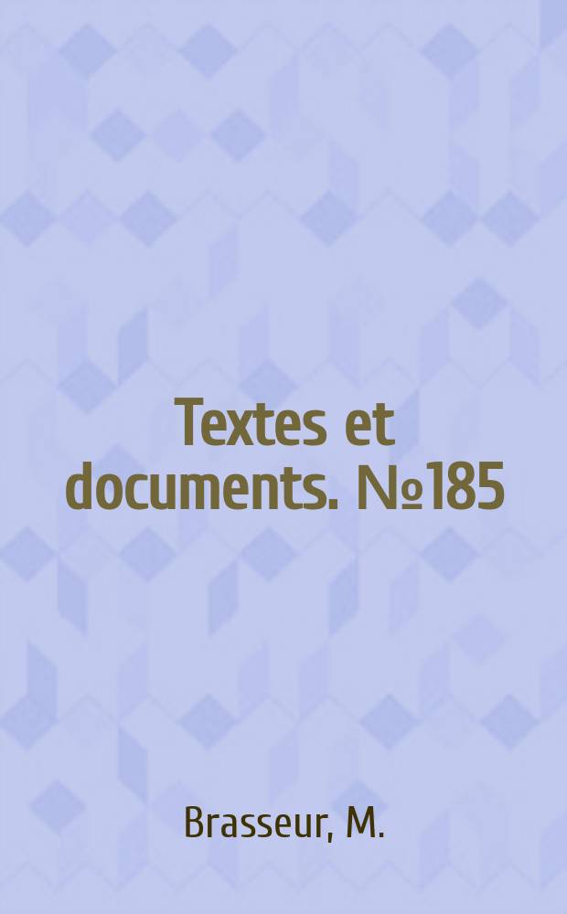 Textes et documents. №185 : La communauté européenne et les pays ...