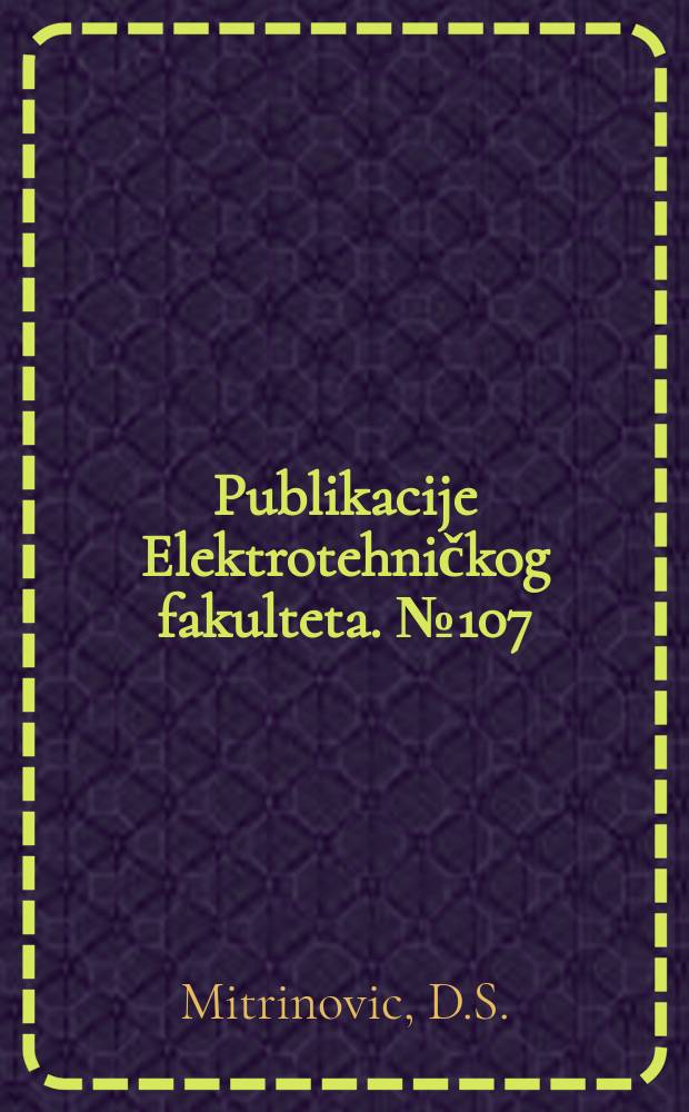 Publikacije Elektrotehničkog fakulteta. №107/108 : Tableaux d'une classe de nombres relites aux nombres de Stirling. Compléments au traité de Kamke. Note 9