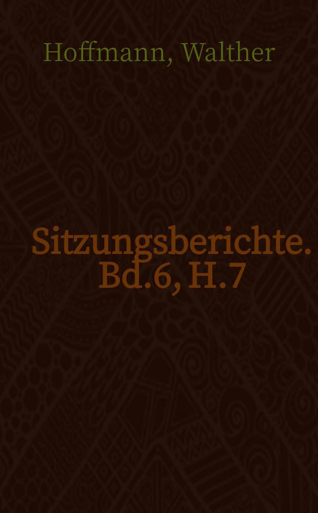 Sitzungsberichte. Bd.6, H.7 : Kälteresistenz und Kälteresistenzprüfung bei Wintergetreide