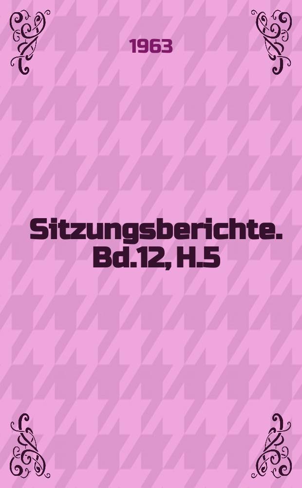 Sitzungsberichte. Bd.12, H.5 : Probleme der Jungtieraufzucht und Senkung der Tierverluste beim Schwein