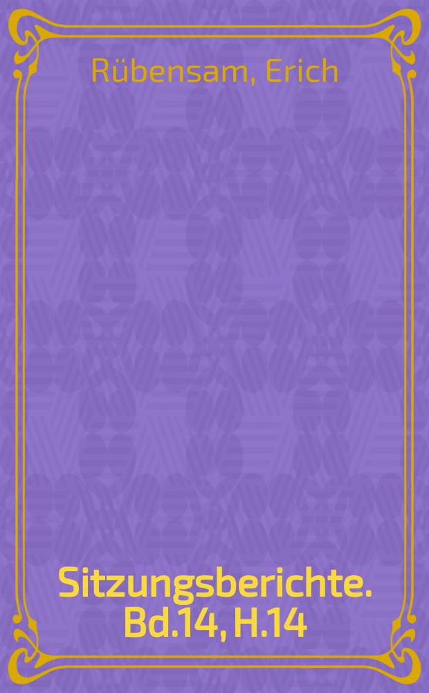 Sitzungsberichte. Bd.14, H.14 : Aufgaben der Agrarwissenschaft als Produktivkraft