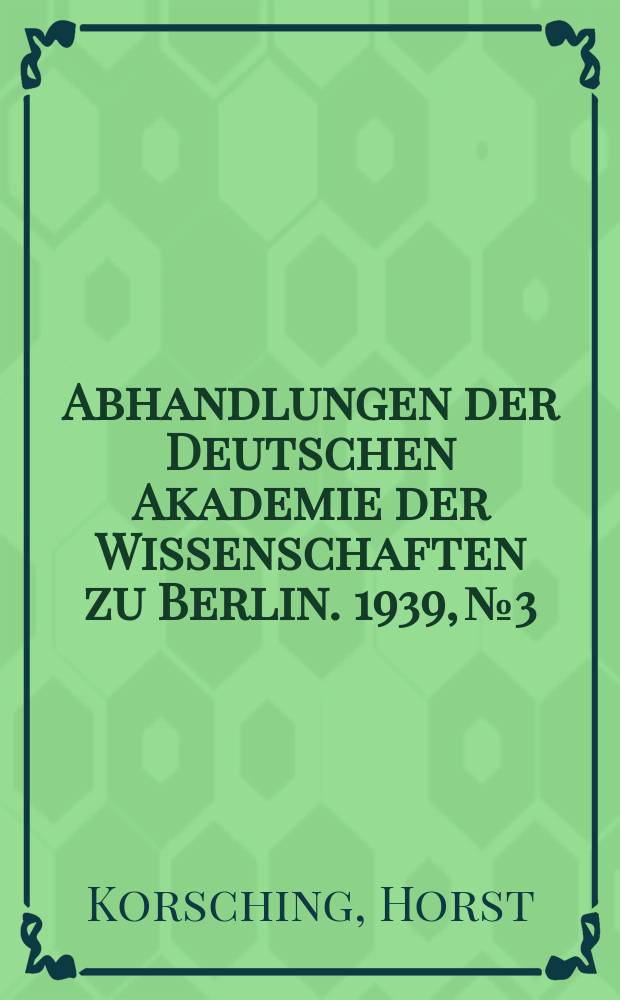 Abhandlungen der Deutschen Akademie der Wissenschaften zu Berlin. 1939, №3 : Trennung der Zinkisotope durch Thermodiffusion in flüssiger Phase