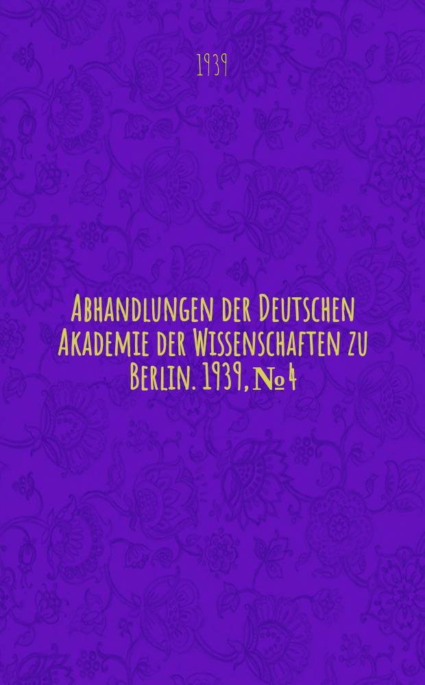 Abhandlungen der Deutschen Akademie der Wissenschaften zu Berlin. 1939, №4 : Zur Theorie der konvexen Körper im n-dimensionalen Raum