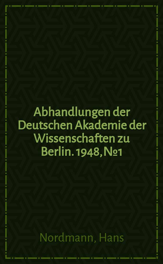 Abhandlungen der Deutschen Akademie der Wissenschaften zu Berlin. 1948, №1 : Probleme der durchgehenden Eisenbahnbremsen in entwicklungsgeschichtlicher Darstellung
