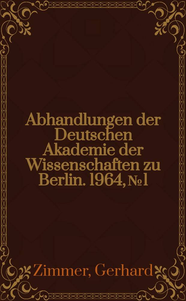 Abhandlungen der Deutschen Akademie der Wissenschaften zu Berlin. 1964, №1 : Über die Einflussgrössen beim M-Verfahren - ein experimenteller Beitrag zur Erweiterung der Erkenntnisse