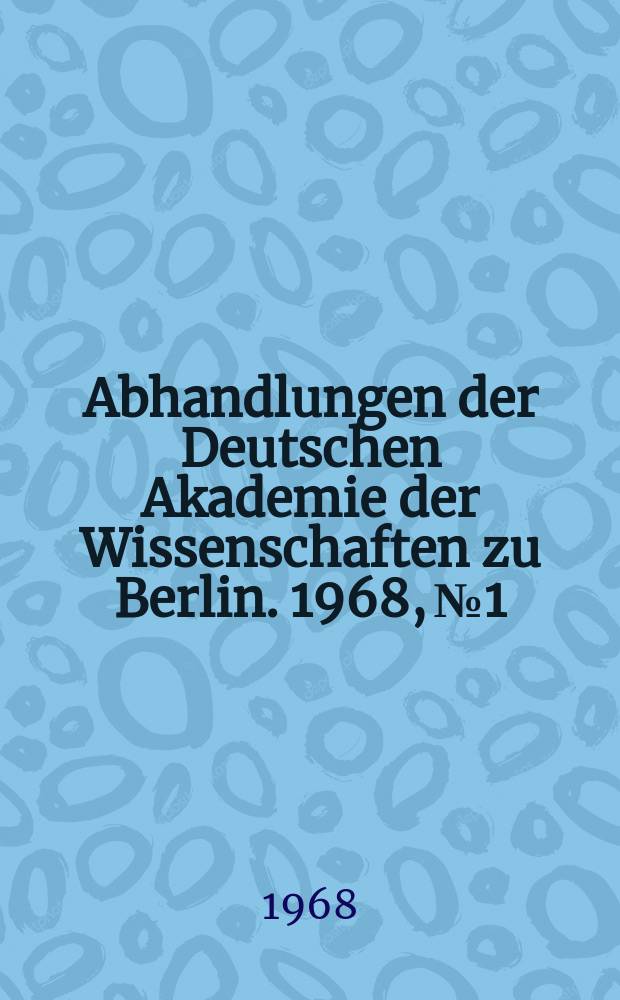 Abhandlungen der Deutschen Akademie der Wissenschaften zu Berlin. 1968, №1 : Über die Verwendbarkeit von Polynomen dritten Grades zur Lösung gittertheoretischer Aufgaben