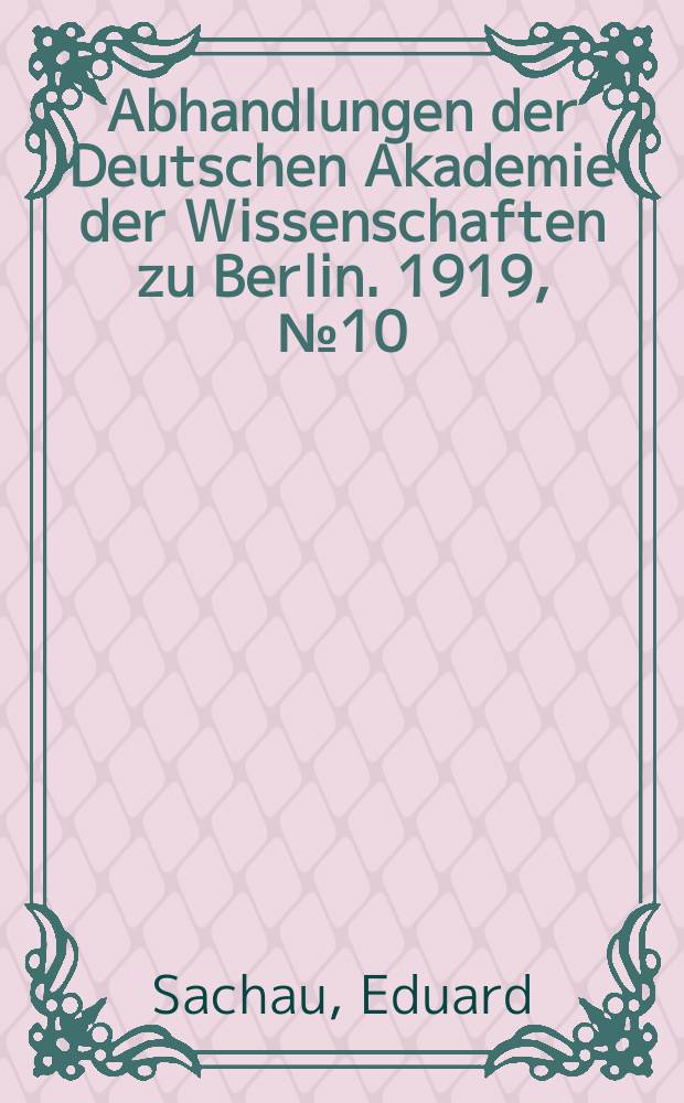 Abhandlungen der Deutschen Akademie der Wissenschaften zu Berlin. 1919, №10 : Vom Klosterbuch des S&acirc;bu&scaron;t&icirc;