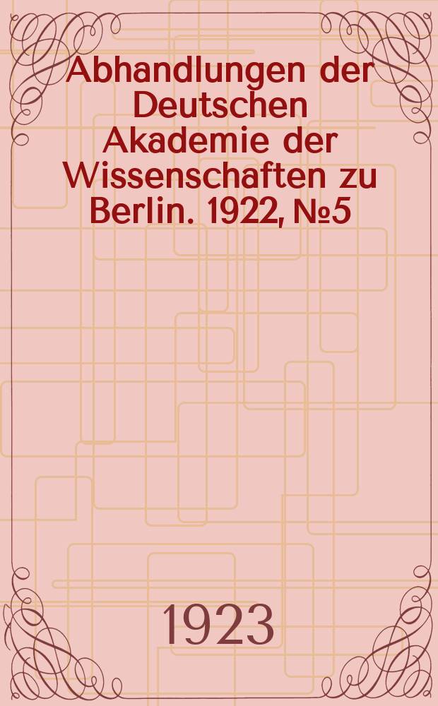 Abhandlungen der Deutschen Akademie der Wissenschaften zu Berlin. 1922, №5 : Die Tierknochen aus den Gruben des Lossower Ringwalls bei Frankfurt a. O.