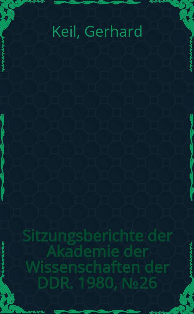 Sitzungsberichte der Akademie der Wissenschaften der DDR. 1980, №26 : Der Einsatz fossiler organischer Kohlenstoffträger in Gegenwart und Zukunft