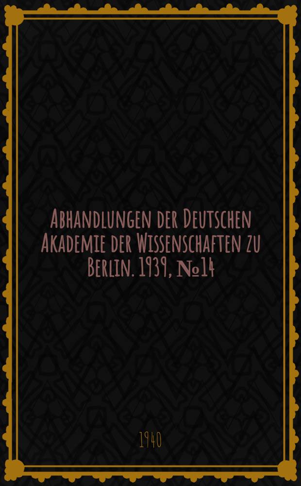 Abhandlungen der Deutschen Akademie der Wissenschaften zu Berlin. 1939, №14 : Die Parabase in den Demen des Eupolis