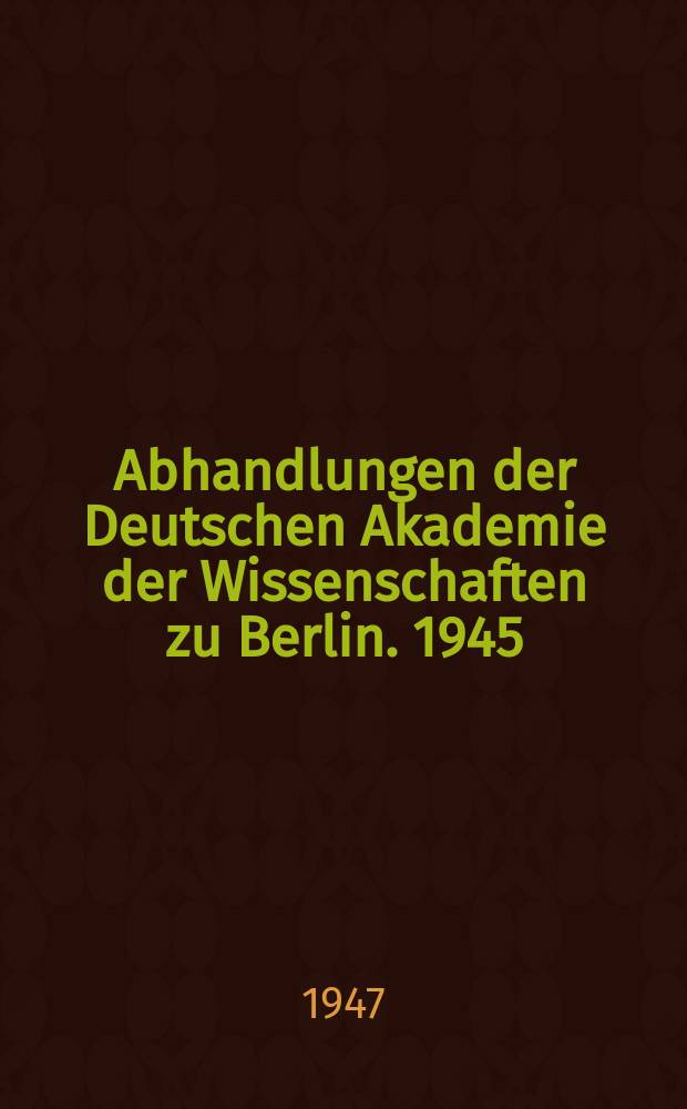 Abhandlungen der Deutschen Akademie der Wissenschaften zu Berlin. 1945/1946, №3 : Zur Apposition