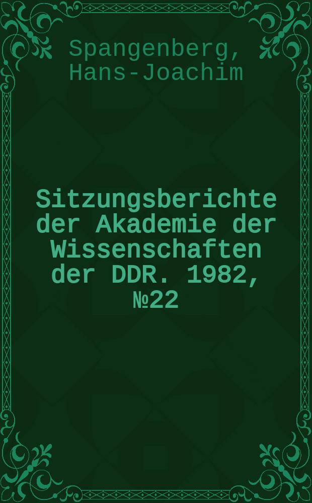 Sitzungsberichte der Akademie der Wissenschaften der DDR. 1982, №22 : Die Pyrolyse von Kohlenwasserstoffen im thermischen Plasma