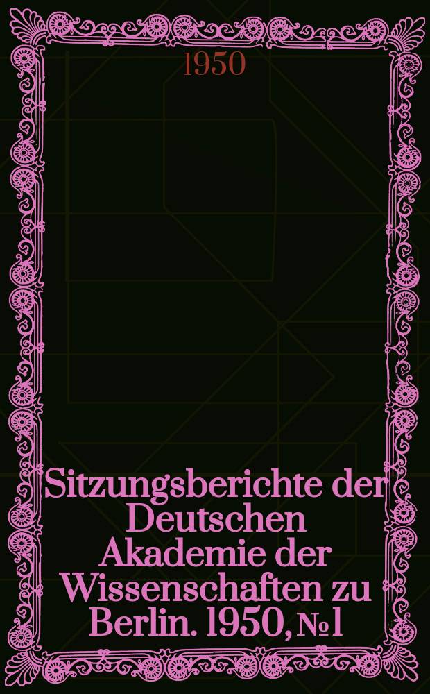 Sitzungsberichte der Deutschen Akademie der Wissenschaften zu Berlin. 1950, №1 : Zur Psychophysik der Windstärke-Schätzungen