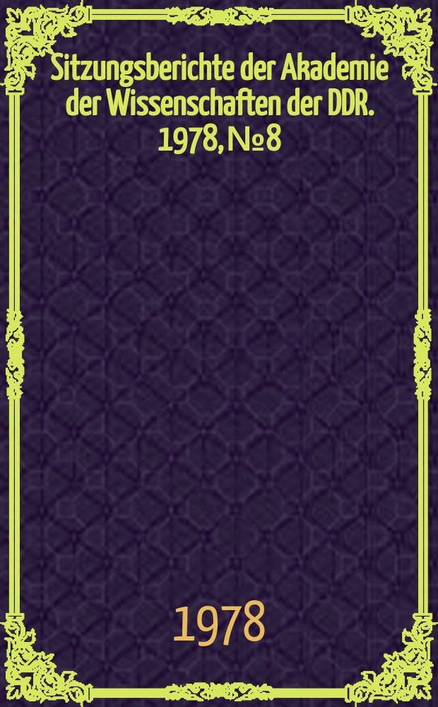 Sitzungsberichte der Akademie der Wissenschaften der DDR. 1978, №8 : Johann Gottfried Herder