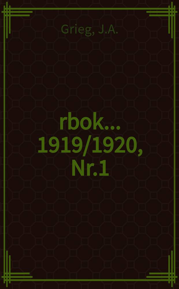 Årbok ... 1919/1920, Nr.1 : Cephalopoda ...