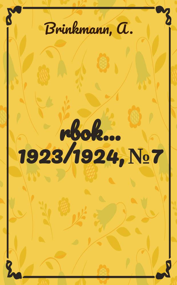 Årbok ... 1923/1924, №7 : Canidenstudien