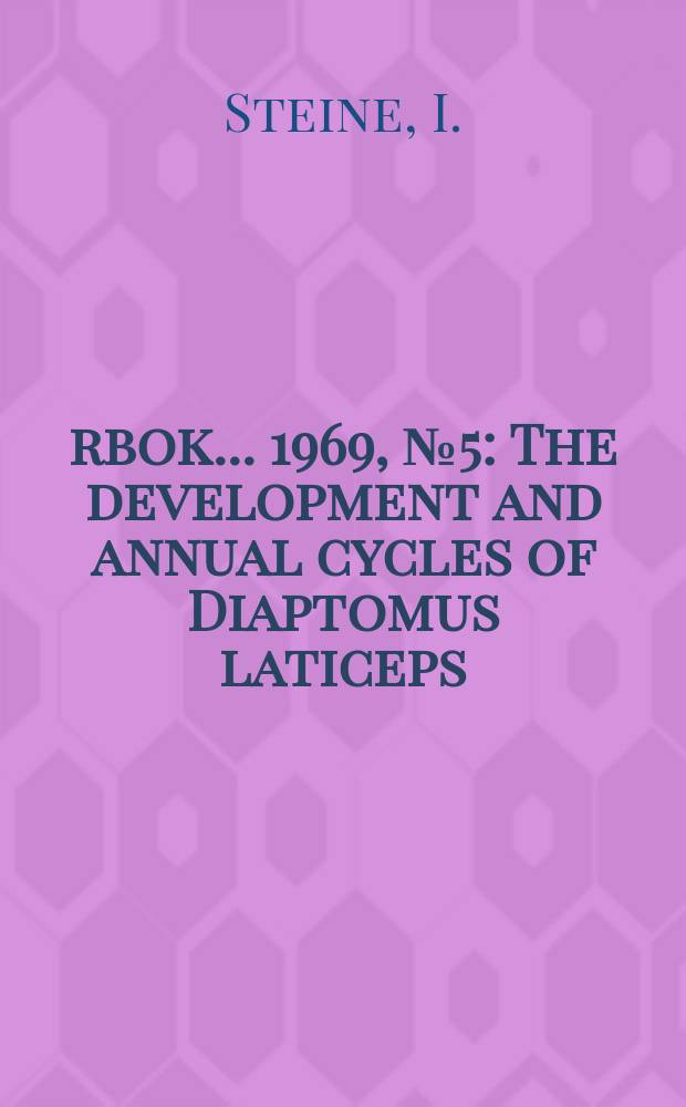 Årbok ... 1969, №5 : The development and annual cycles of Diaptomus laticeps (Sars) and Cyclops scutifer (Sars) in lake Vassbygdvatn