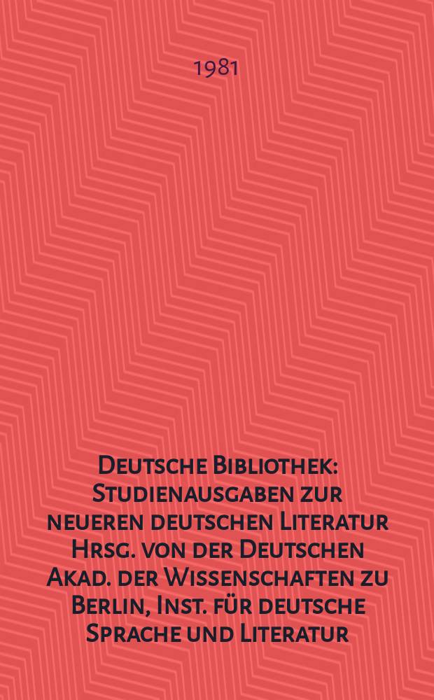 Deutsche Bibliothek : Studienausgaben zur neueren deutschen Literatur Hrsg. von der Deutschen Akad. der Wissenschaften zu Berlin, Inst. für deutsche Sprache und Literatur. 8 : Gerhart Hauptmanns "Weber"