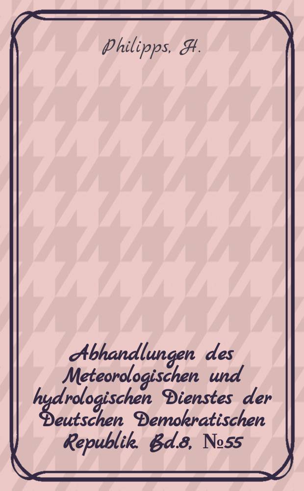 Abhandlungen des Meteorologischen und hydrologischen Dienstes der Deutschen Demokratischen Republik. Bd.8, №55 : Bestimmung der Dichte in der hohen Atmosphäre mittels Beobachtungen an künstlichen Erdsatelliten