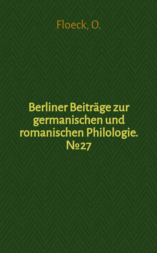 Berliner Beiträge zur germanischen und romanischen Philologie. №27 : Die Kanzone in der deutschen Dichtung
