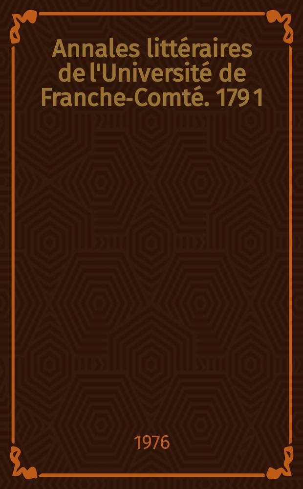 Annales littéraires de l'Université de Franche-Comté. 179[1] : "Chaos vaincu"