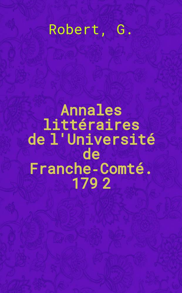 Annales littéraires de l'Université de Franche-Comté. 179[2] : "Chaos vaincu"