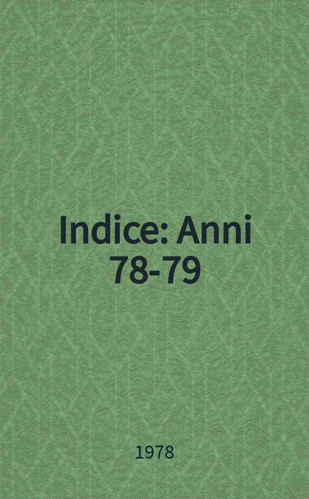 Indice : Anni 78-79 (1976-1977)