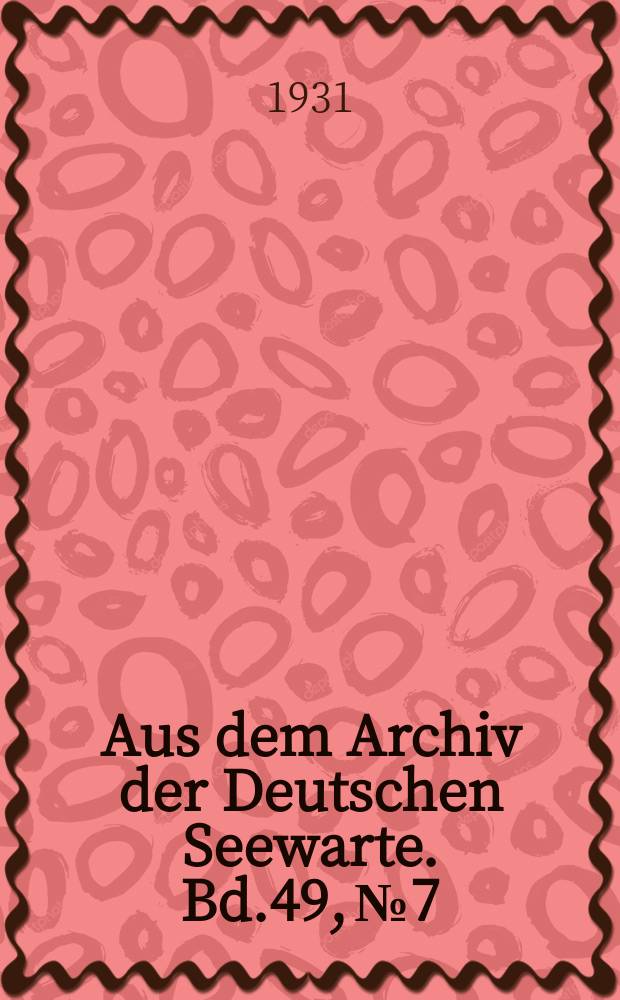 Aus dem Archiv der Deutschen Seewarte. Bd.49, №7 : Untersuchungen &uuml;ber den Gel&auml;ndeeinflu&szlig; auf die Windbeobachtungen im Bereich der Deutschen Bucht und des norddeutschen Flachlandes