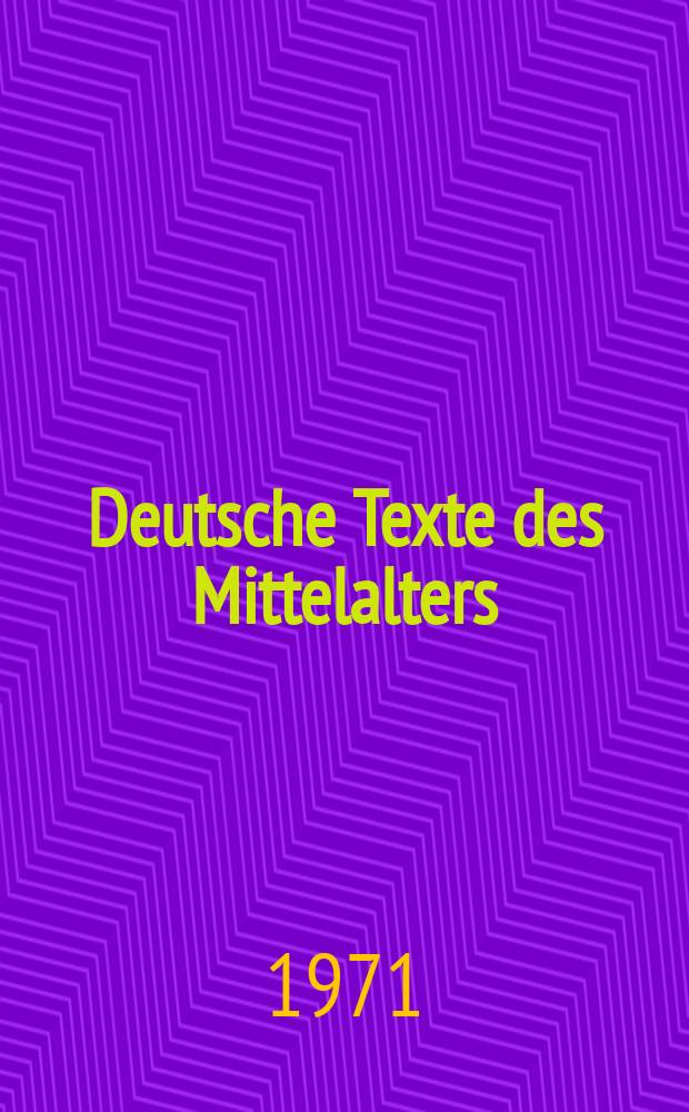 Deutsche Texte des Mittelalters : Hrsg. von der Deutschen Akad. der Wissenschaften zu Berlin. Bd.65/1 : Die Gedichte des Michel Beheim